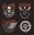 Vintage custom motorcycle colorful labels