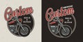Vintage custom motorcycle colorful round emblem