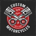 Vintage custom motorcycle round badge Royalty Free Stock Photo