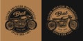 Vintage custom motorcycle round print Royalty Free Stock Photo