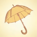 Vintage cute open umbrella in style