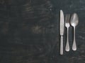 Vintage cutlery on dark background, copy space Royalty Free Stock Photo