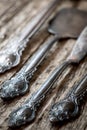 Vintage cutlery on rustic wooden background Royalty Free Stock Photo