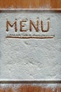 Vintage cutting board covered with flour. space for recipe menu text on old wooden background