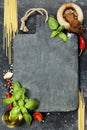 Vintage cutting board and fresh ingredients Royalty Free Stock Photo