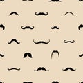 Vintage dad mustaches vector seamless pattern. Background with hipster mustaches, illustration of gentleman mustache