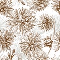 Vintage dahlia flowers seamless pattern Royalty Free Stock Photo