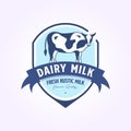 vintage dairy milk logo template vector illustration design. classic retro cattle and beef icon Royalty Free Stock Photo