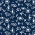 vintage daisy flower hand drawn doodle nature element seamless pattern Royalty Free Stock Photo