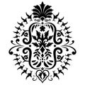 Vintage damask baroque ornament with floral retro antique style. Acanthus pattern foliage swirl design element wedding decoration.