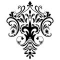 Vintage damask baroque ornament with floral retro antique style. Acanthus pattern foliage swirl design element wedding decoration