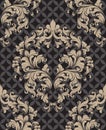 Vintage Damask Seamless pattern Vector. Luxury ornament elegant structure retro theme decors
