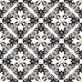 Vintage Damask vector seamless pattern. Black and white floral jewelry background. White 3d pearls. Gemstones. Baroque Royalty Free Stock Photo