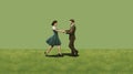 Vintage Dancing Couple In Minimalist Illustration