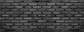 Vintage dark black panorama big file of brick wall for minimalism and hipster style background and design purpose