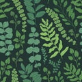 Vintage dark botany leaves vector background. Creative texture for fabric, textile, design and fashion prints.