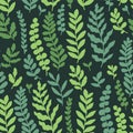 Vintage dark botany leaves vector background. Creative texture for fabric, textile, design and fashion prints.