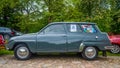 Vintage dark grey Swedish car Saab 95 at a car show parked Royalty Free Stock Photo