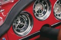 Vintage dashboard with various gauges on a retro car Royalty Free Stock Photo