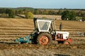 A vintage david brown white tractors parked up Royalty Free Stock Photo