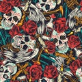 Vintage Day of Dead seamless pattern