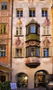 Old decorated facade and shutters, Bolzano Italy