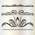 Vintage Decorations Elements Flourishes Calligraphic Ornaments and Frames gray background Royalty Free Stock Photo