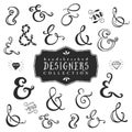 Vintage decorative ampersands collection. Hand drawn vector