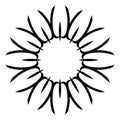 Vintage decorative black frame, stylized sun rays element. Jpeg retro design pattern illustration Royalty Free Stock Photo