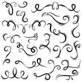 Vintage decorative curls and swirls vector set in hand drawn style Royalty Free Stock Photo