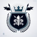 Vintage decorative emblem, heraldic vector composition.