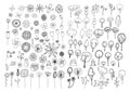 Vintage decorative flowers set. Hand drawn design elements Royalty Free Stock Photo