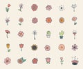Vintage decorative flowers set. Hand drawn design elements Royalty Free Stock Photo