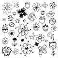 Vintage decorative flowers set. Hand drawn design elements Royalty Free Stock Photo
