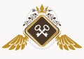Vintage decorative heraldic vector emblem composed with eagle wi Royalty Free Stock Photo