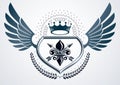 Vintage decorative heraldic vector emblem composed with eagle wings Royalty Free Stock Photo