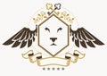 Vintage decorative heraldic vector emblem composed using eagle w Royalty Free Stock Photo
