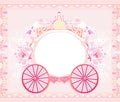 Vintage decorative pink carriage invitation Royalty Free Stock Photo