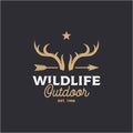 Vintage Deer horn and arrow logo design