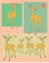 Vintage deers in different background colours.cdr