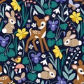 Vintage deers and rabbits