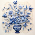 Vintage Delft Tile Centerpiece On White Background