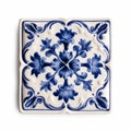 Vintage Delft Tile Figurine On White Background