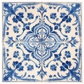 Vintage Delft Tile Rug On White Background