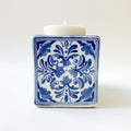 Vintage Delft Tile Votive Holder - Blue And Creamy White