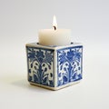 Vintage Delft Tile Votive Holder - Blue And White Ceramic Candle Holder