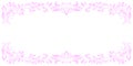 Vintage delicate frame, border in pink lines on white background. Horizontal top and bottom edging, decoration