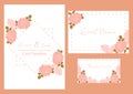 Vintage delicate greeting invitation card template design with pink rose flowers