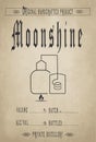 Vintage design of alcohol label. Moonshine with ethnic elements.