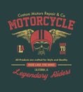 Motor skull. Vintage design biker.